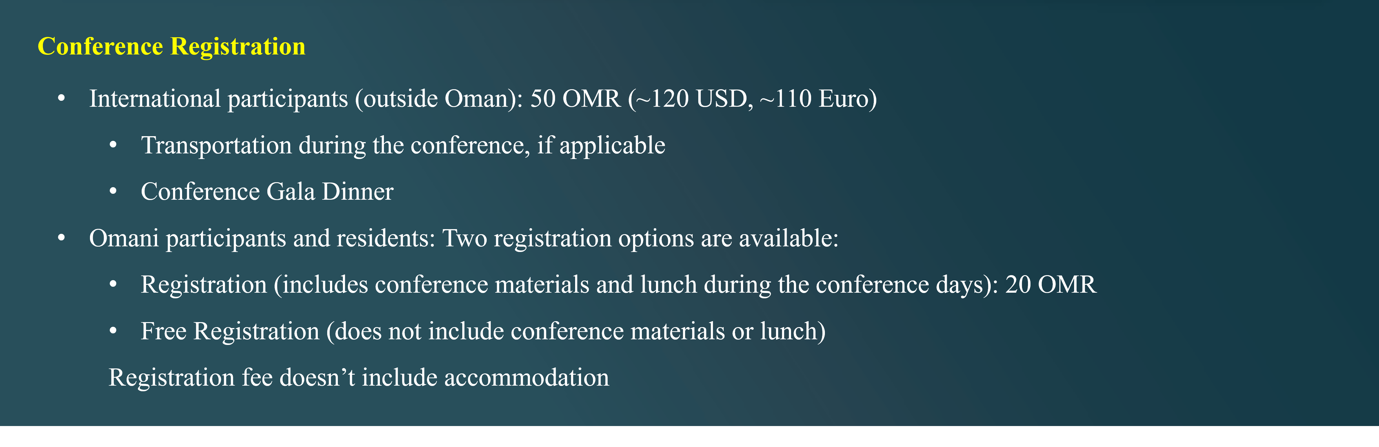 Conference registration update